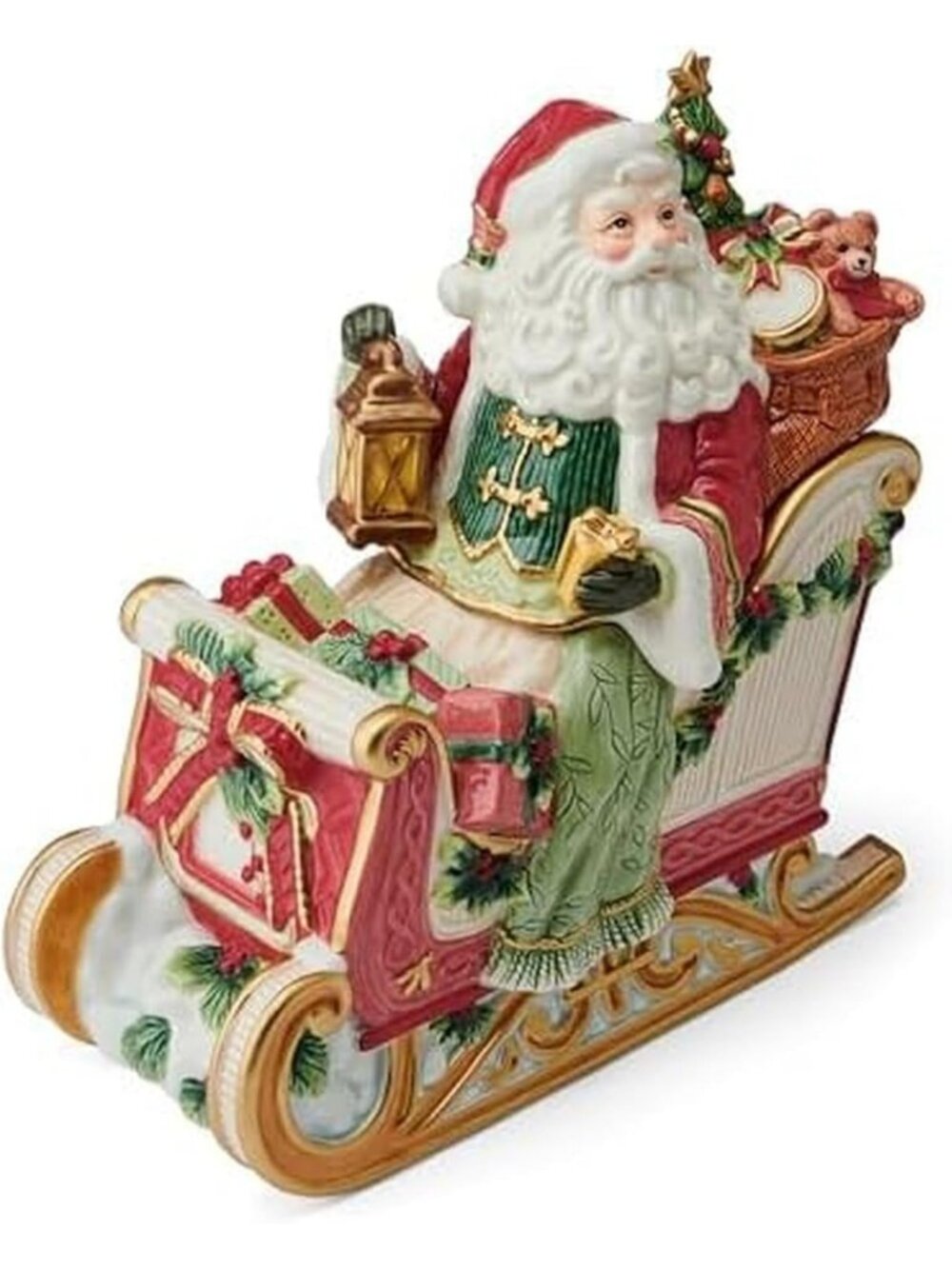 Holiday Ceramic Cookie Jar - Santa Design, 10 Inch Christmas Treat Storage with